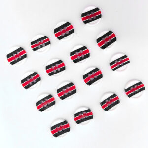 18L Striped Red and Black Round Resin Shirt Buttons 100pcs