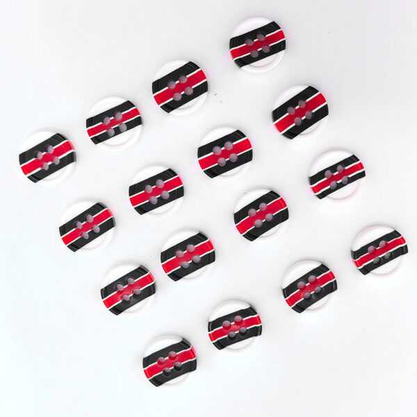 18L Striped Red and Black Round Resin Shirt Buttons 100pcs