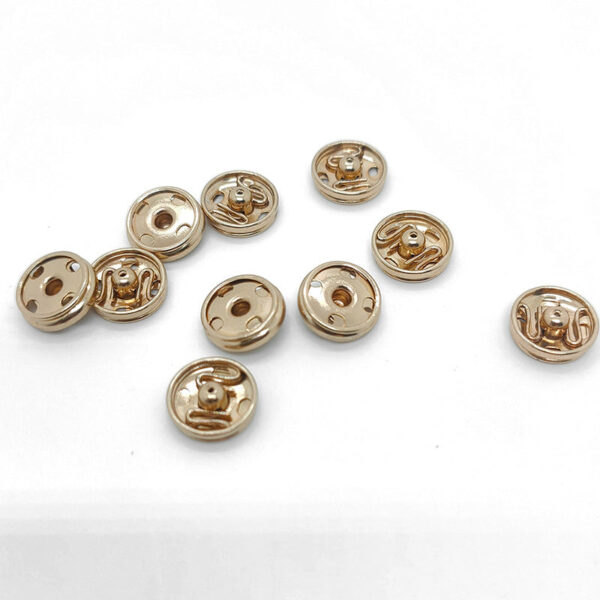 16L Gold Metal Copper-Plated Round Snap Buttons 20pcs - Image 2