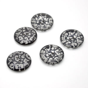 38mm Large Black Transparent Round 2-Hole Resin Buttons 20pcs