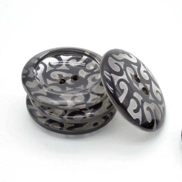 38mm Large Black Transparent Round 2-Hole Resin Buttons 20pcs - Image 2