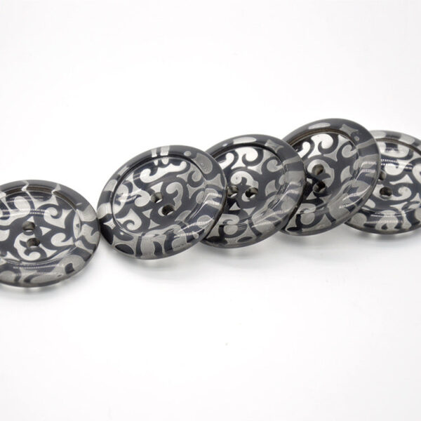 38mm Large Black Transparent Round 2-Hole Resin Buttons 20pcs - Image 3