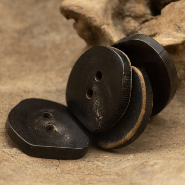 Vintage Burned Black Irregular Two-Hole Horn Buttons,10PCS