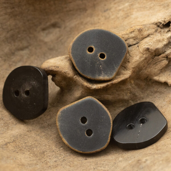 Vintage Burned Black Irregular Two-Hole Horn Buttons,10PCS