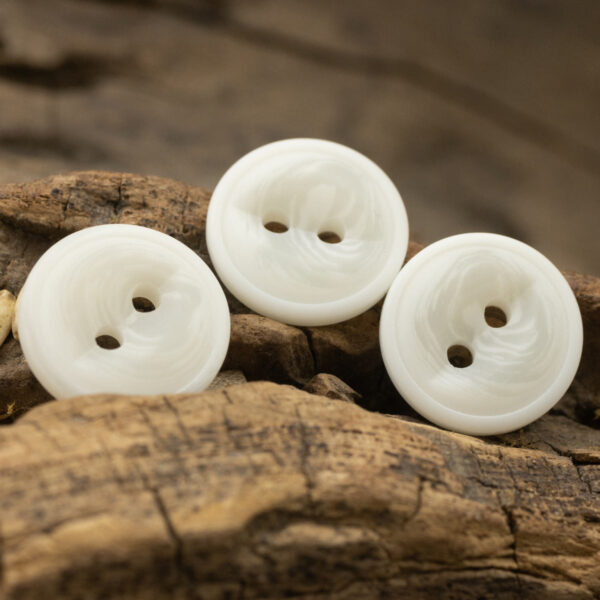 Thin-Edged White 2 Hole Resin Buttons Fish-Eye Shape 50pcs