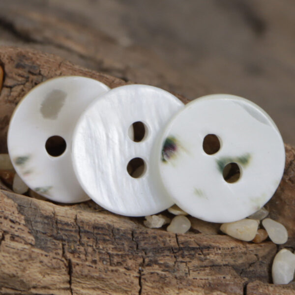 11.5mm Two-Hole Natural Fish-Eye Shell Buttons 10pcs - Image 2