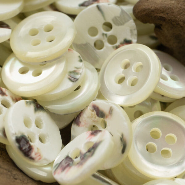 11.5mm Ink-Blended Natural Shell Buttons for Vintage Floral Blouses 5pcs - Image 4
