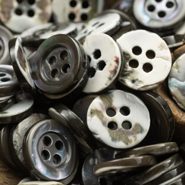 Natural Baked Gray-Blue Shell Buttons for Men's Formal Shirts 6pcs