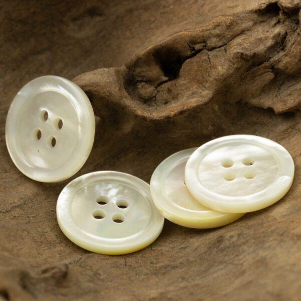 23mm Natural Off-White Genuine Shell Buttons for Custom Silk Shirts 2pcs - Image 2