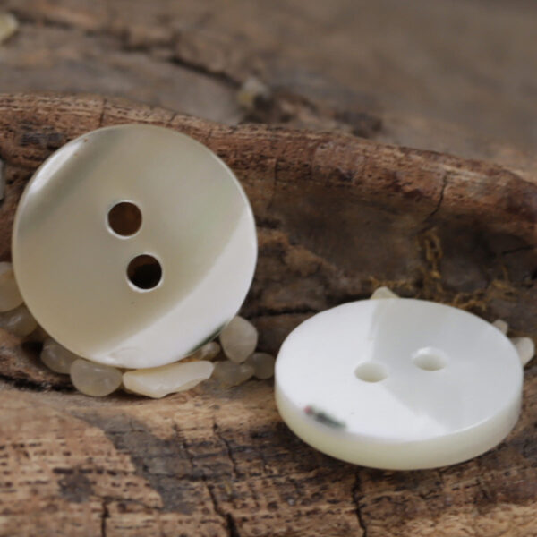 2 Hole Natural Beige Shell Buttons for Luxury Silk Shirts 20 Pack - Image 2