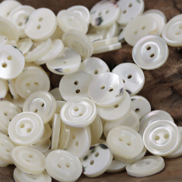 2 Hole Natural Beige Shell Buttons for Luxury Silk Shirts 20 Pack - Image 3