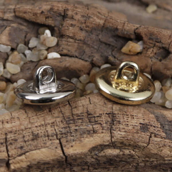 11.5mm Gold Silver Metal Buttons with Black Natural Shell Inlay 10pcs - Image 2