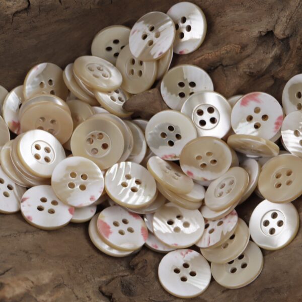 Wide-Edged Natural Beige Original Color Shell Flower Base Buttons 10pcs - Image 3