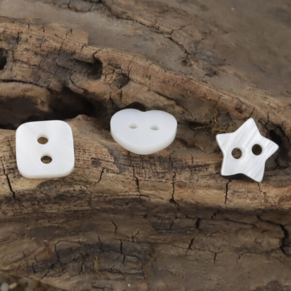 Square Heart Star Shaped Natural Shell Buttons for Children,10pcs