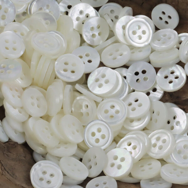 11.5MM Slim Rim Round 4-Hole White Natural Shell Buttons for Shirts 10pcs - Image 2