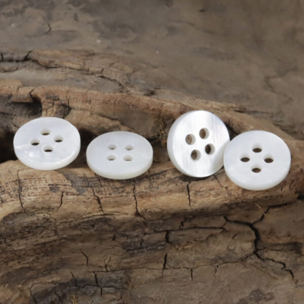11.5MM Slim Rim Round 4-Hole White Natural Shell Buttons for Shirts 10pcs - Image 3