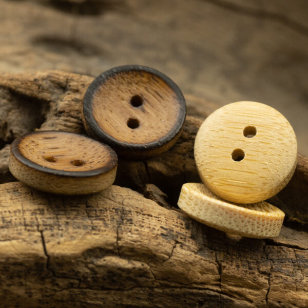 Natural Bamboo Buttons,Burnt and Distressed,10 Pack