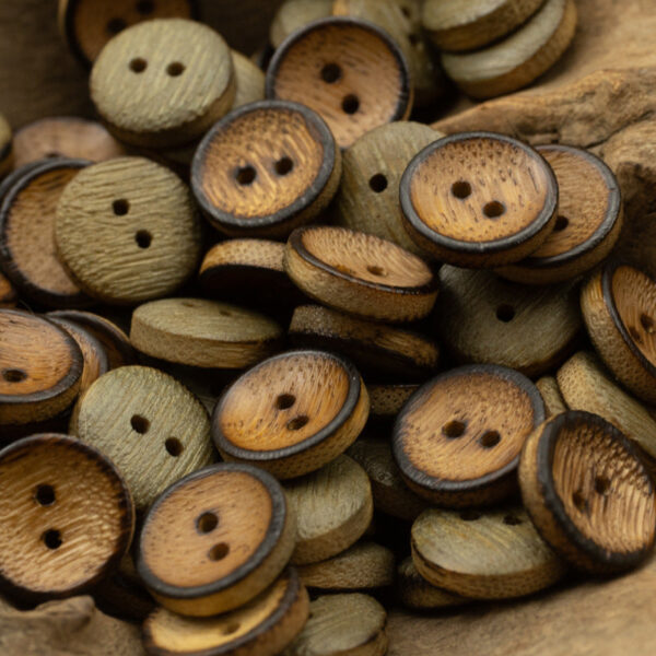 Natural Bamboo Buttons,Burnt and Distressed,10 Pack