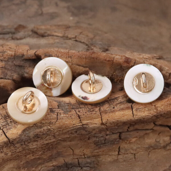 11.5mm Beige Shell Buttons with Metal Shanks for Silk Shirts 10pcs - Image 2