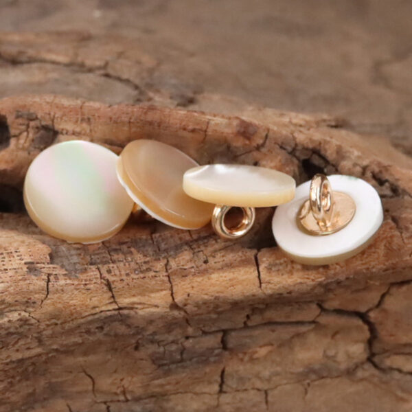 11.5mm Beige Shell Buttons with Metal Shanks for Silk Shirts 10pcs - Image 3