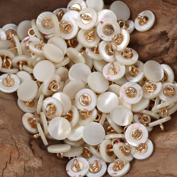 11.5mm Beige Shell Buttons with Metal Shanks for Silk Shirts 10pcs - Image 4