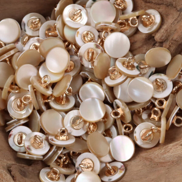 11.5mm Beige Shell Buttons with Metal Shanks for Silk Shirts 10pcs - Image 5