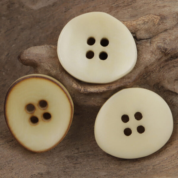 Fire Burned Beige Irregular Bowl Shaped Natural Corozo Buttons,10pcs