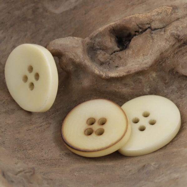 Fire Burned Beige Irregular Bowl Shaped Natural Corozo Buttons,10pcs