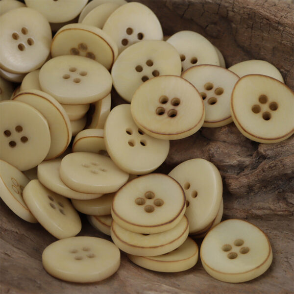 Fire Burned Beige Irregular Bowl Shaped Natural Corozo Buttons,10pcs