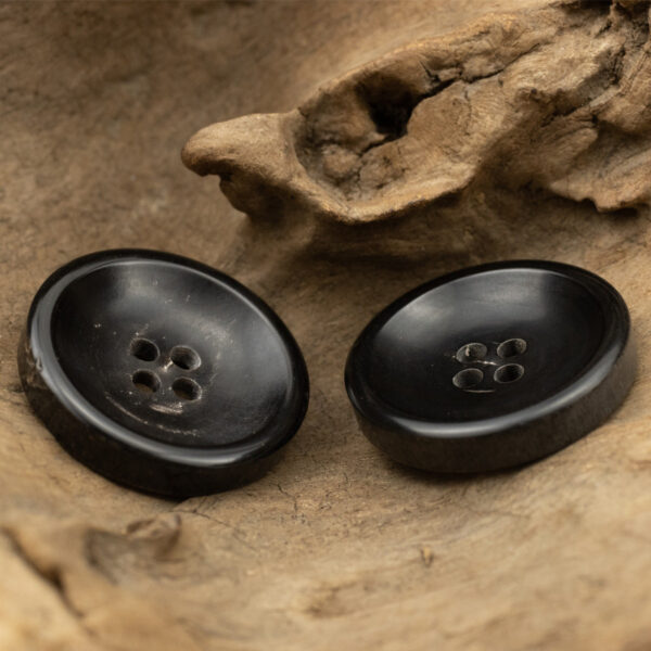 30MM Large Black Bowl-Shaped Buffalo Horn Coat Buttons 10pcs - Image 2