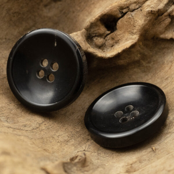 30MM Large Black Bowl-Shaped Buffalo Horn Coat Buttons 10pcs - Image 3