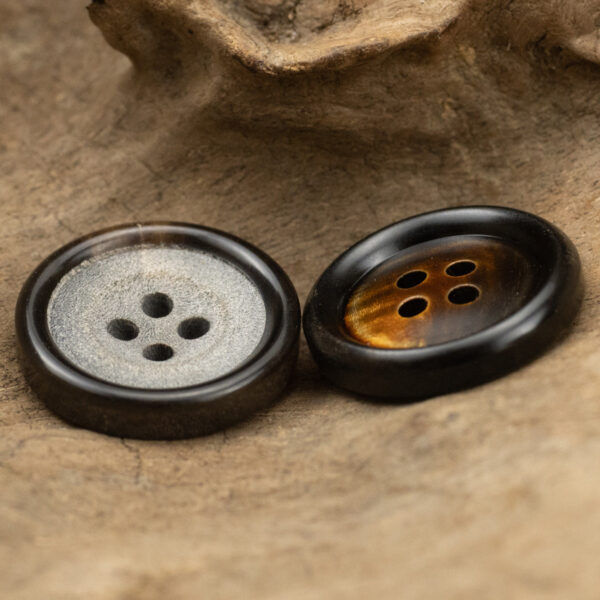 Burnt Silver Brown Horn Buttons for Retro Suits Trousers 6pcs - Image 3