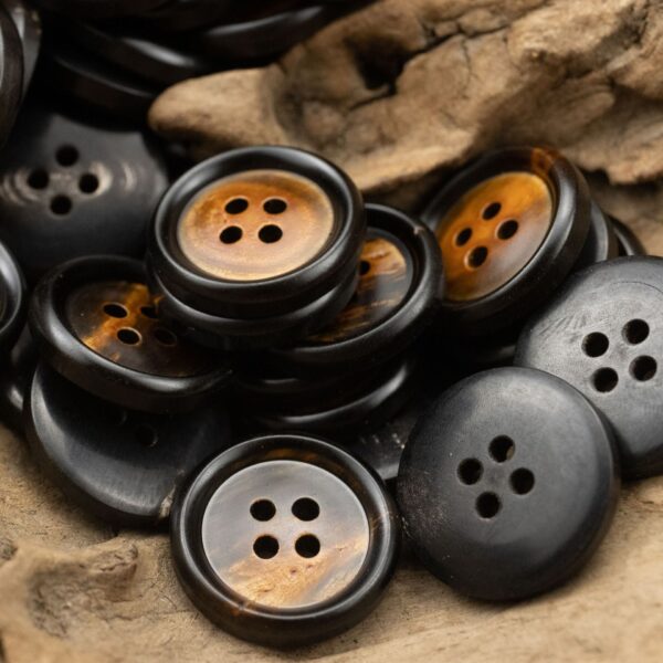 Burnt Silver Brown Horn Buttons for Retro Suits Trousers 6pcs - Image 4