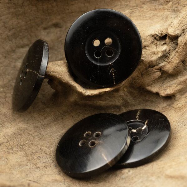 Natural Black Horn 28mm Large Buttons for Thick Woolen Coats 6pcs - Image 2