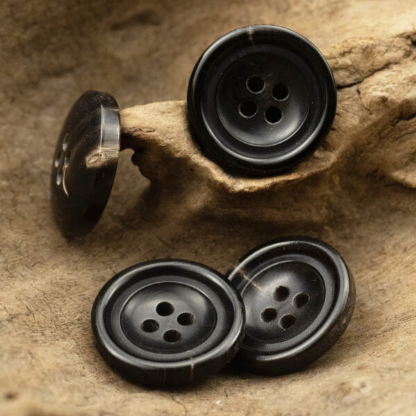 20mm Black Four-Hole Real Horn Buttons for Suits,Jackets 10pcs - Image 2