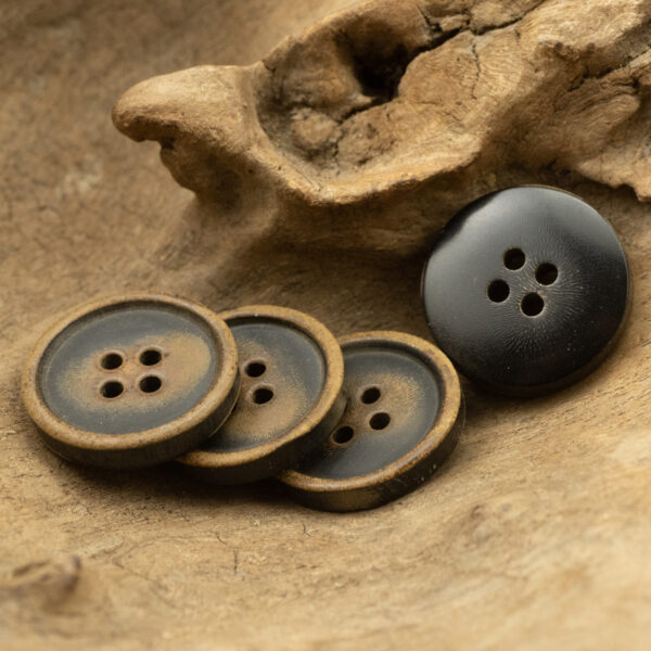 Vintage Burnished Horn 4 Hole Buttons for Motorcycle Leather Jackets 10pcs - Image 3