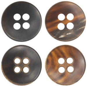 11.5mm Bowl-Shaped 4 Hole Burnt Black Horn Shirt Buttons 10pcs
