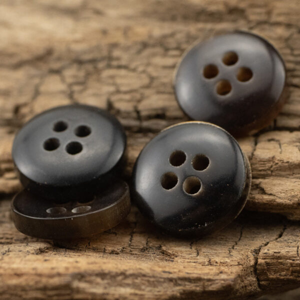 11.5mm Bowl-Shaped 4 Hole Burnt Black Horn Shirt Buttons 10pcs - Image 2