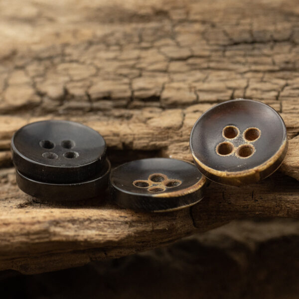 11.5mm Bowl-Shaped 4 Hole Burnt Black Horn Shirt Buttons 10pcs - Image 3
