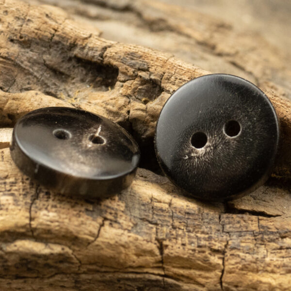 Natural Black Horn Bowl-Shaped 2 Hole Buttons 10pcs - Lots of Buttons