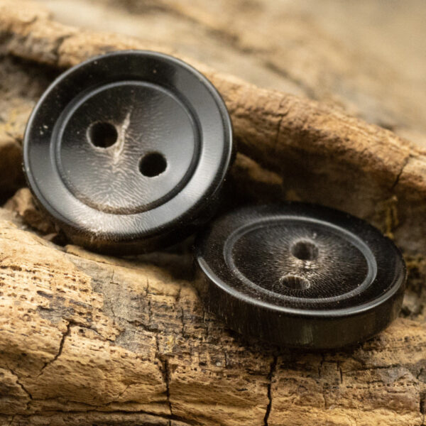 Natural Black Horn Bowl-Shaped 2 Hole Buttons 10pcs - Lots of Buttons