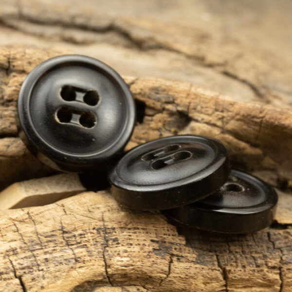 10/11.5/12.5mm Natural Black Genuine Horn Four-Hole Buttons 10pcs - Image 4