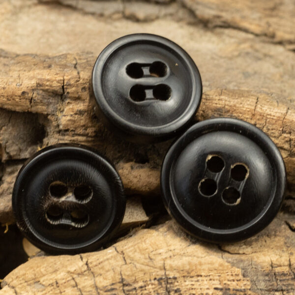 10/11.5/12.5mm Natural Black Genuine Horn Four-Hole Buttons 10pcs - Image 2