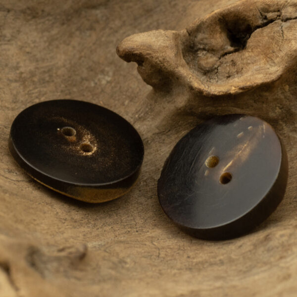 Vintage Beveled Two-Hole Burned Horn Buttons 10pcs