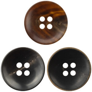 Burnt-Edge Bowl-Shaped Black Horn Buttons for Retro Wool Suits 10pcs