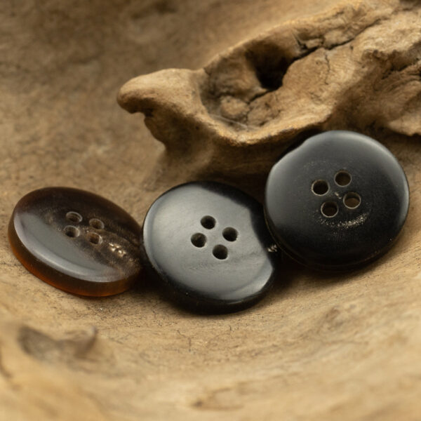 Burnt-Edge Bowl-Shaped Black Horn Buttons for Retro Wool Suits 10pcs - Image 2