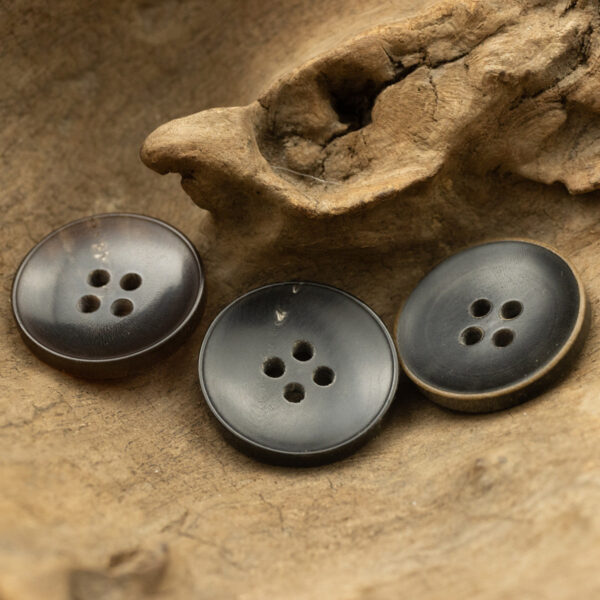 Burnt-Edge Bowl-Shaped Black Horn Buttons for Retro Wool Suits 10pcs - Image 3
