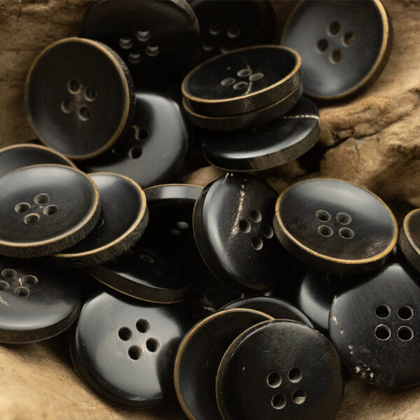 Burnt-Edge Bowl-Shaped Black Horn Buttons for Retro Wool Suits 10pcs - Image 4