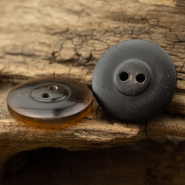 Black Horn Buttons Two Holes for Retro Jackets and Coats - 10pcs - Lots of Buttons