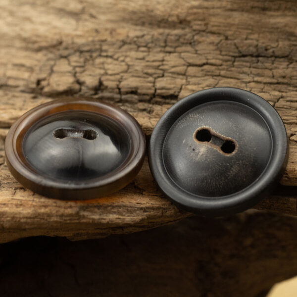 Black Horn Buttons Two Holes for Retro Jackets and Coats - 10pcs - Lots of Buttons